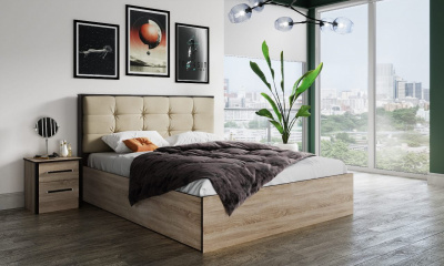  Кровать с мягким изголовьем ЛК-2 200x140 см